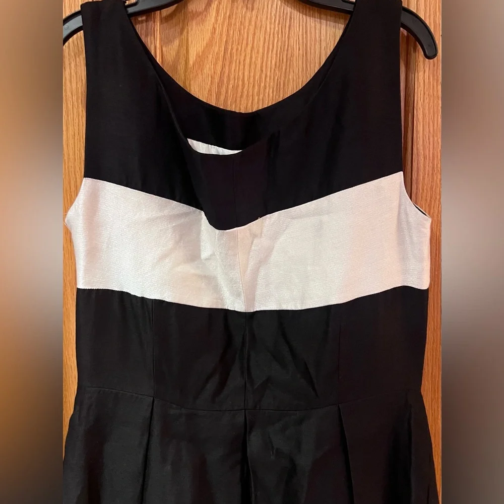 Kate Spade Colorblock Gayle Fit & Flare‎ Cotton Silk Dress Black & Cream Size 8